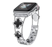Musk-MSKR La correa de metal de diamante añade brillo a tu reloj. Compatible con Apple Watch Series 8/7/6/5/4/3/2/1SE/Ultra. El trébol es simple y elegante, se adapta a tallas de mujer de 38 mm, 40 mm