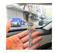 Muslim Car Pendant Ali Zulfiqar Design with Allah Symbol, Glass Crystal Stainless Steel Islamic Rear View Mirror Hanging Decoration
