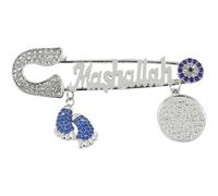 Muslim Mashallah Brooch Pins Regalo Afortunado Árabe Islam Turco Corán Marsala Safety Pin De Protección Joyería Joya