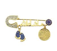 Muslim Mashallah Brooch Pins Regalo Afortunado Árabe Islam Turco Corán Marsala Safety Pin De Protección Joyería Joya
