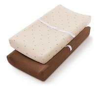Muslin Changing Pad Cover for Baby Girls Boys, Cotton Natural Comfort Diaper Change Table Pad Covers, Ultra Soft Breathable Boho Changing Pad Sheets, 2Pack (Sunshine & Brown)