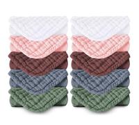 Muslin Cloth, Baby, Washcloths, Muslin Cloths, Girls, Boys, Wet Wipes, Children, Muslin, Burp Cloth, Pack de 10, 30 x 30 cm (Paquete de 10 Unidades Multicolor)