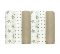 Muslinz 6pk bebé Muslin Cuadrados Burp paños 100% algodón Suave Puro 70x70cm (Estrellas Topo)