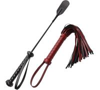 MUSLONG Faja de cuero, fusta de caballo negra, fusta para caballos para el entrenamiento diario, carrera de salto de caballo, batidor de piel con flecos