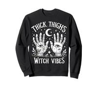 Muslos Gruesos Bruja Vibes Halloween Mujeres Luna Mística Sudadera