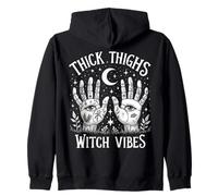Muslos Gruesos Bruja Vibes Halloween Mujeres Luna Mística Sudadera con Capucha