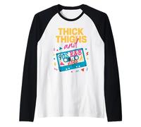 Muslos Gruesos y Cinta de Casete Retro Divertida de los años 90 R&B Vibes Camiseta Manga Raglan