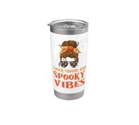 Muslos gruesos y vibraciones espeluznantes moño desordenado Halloween aterrador Vaso térmico de acero inoxidable de doble pared