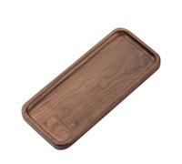 Muso - Bandeja rectangular pequeña de madera maciza de nogal para baño, cena, té, café (11.8 x 5 pulgadas)