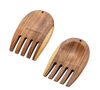 Muso Wood Manos de ensalada de acacia, pinzas de madera para servir mezclas de ensalada, juego para servir ensalada de frutas en tu encimera de cocina, 5.1 x 3.6 x 0.4 pulgadas, un par