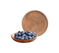 Muso Wood Platos Redondos de Madera de Acacia - 15 cm, 2 Piezas, Bandeja Mini para Café de la Mañana en la Cama, Postres, Panecillos