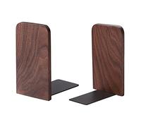 Muso Wood Sujetalibros de Madera, 1 par, Extremos Decorativos para estantes, Tope de Libro Resistente para Regalo, hogar, Oficina, Escuela, 13 x 10,8 x 8 cm (Madera de Nogal)