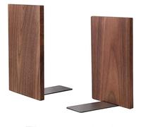 Muso Wood Sujetalibros de madera maciza de nogal - Sujetalibros de madera para estantes, 1 par de sujetalibros para la escuela, la oficina y el hogar (18 x 12 x 10,5 cm)