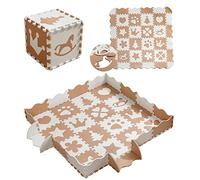 MUSOLEI Alfombra Puzzle Bebe para Niños Alfombrilla Puzzle Infantil con Valla 16+20 Piezas Juego para Bebes Suelo Gateo Bebé Colchoneta Rompecabezas Acolchado142×142×1cm