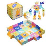MUSOLEI Alfombra Puzzle Bebe para Niños Alfombrilla Puzzle Infantil con Valla 16+20 Piezas Juego Puzzle para Bebes Suelo Gateo Bebé Colchoneta Rompecabezas Acolchado142×142×1cm