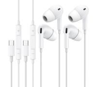 Muspyn 2 Pack Auriculares con Cable Tipo C para iPhnoe,HiFi Estéreo Cascos con Cable con Micrófono y Control de Volumen,Aislamiento de Ruido,Compatible con iPhnoe 15/14/13/12/11/Pro/X