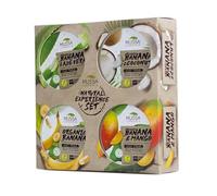 Mussa Canaria Set de Cremas Corporales Veganas Naturales Extra Hidratantes - Aloe Vera, Plátano, Coco y Mango - Tamaño Viaje 4 x 70 ml