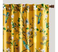 MUSSEL Cortinas florales caprichosas de terciopelo de 72 pulgadas de largo, cortinas botánicas de lujo para oscurecer la habitación, 2 paneles de cortinas de ventana Art Deco de colibrí de mediados de