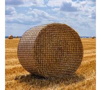 Musselton Red de heno redonda grande de 5 x 5 pies, agujeros de 1.5 pulgadas, red de heno resistente de alimentación lenta para caballos, se adapta a pacas redondas de 4 x 4 a 5 x 5 o pacas cuadradas