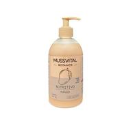 Mussvital Botanics Champú Mango Sin Sulfatos 500 ml | Fórmula 91% natural con extracto frutal, glicerina y jojoba; limpieza suave con aroma tropical.