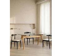 Must Mesa de comedor rectangular sobre cristal y madera maciza 180 - Kenay Home Natural