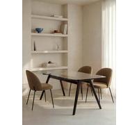Must Mesa de comedor rectangular sobre cristal y madera maciza negra 180 - Kenay Home Negro