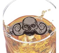 Mustache Drink Guard - Stainless Steel Beard Protector | Reusable Skull Design Mustache Guard for Coffee Mugs Beer Glasses Teacups | Funny Grooming Accessory Gift for Men with Beard or Mustach