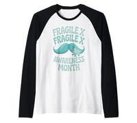 Mustache Groovy Fragile X Syndrome Awareness Men Camiseta Manga Raglan