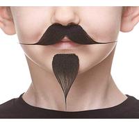 Mustaches Coronel Sanders Autoadhesivo bigote y perilla falsa para niños, novedad, vello facial falso, accesorio de disfraz para niños, color negro