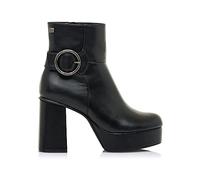 Mustang Botines de mujer con plataforma detalle de hebilla y tacón bloque. Negro 41