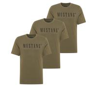 Mustang Camiseta Hombre 3er Paquete - Austin, Logo Grande, Bio-Algodón, Solo Jer
