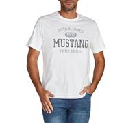 MUSTANG Camiseta para hombre de corte regular, cuello redondo, manga corta, camiseta de verano, camiseta de algodón con logotipo impreso, algodón, negro, blanco, azul, gris, verde, S, M, L, XL, XXL
