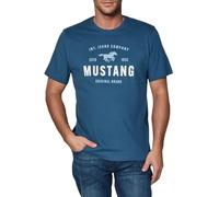 MUSTANG Camiseta para hombre de corte regular, cuello redondo, manga corta, camiseta de verano, camiseta de algodón con logotipo impreso, algodón, negro, blanco, azul, gris, verde, S, M, L, XL, XXL
