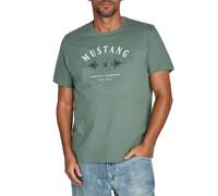 MUSTANG Camiseta para hombre de corte regular, cuello redondo, manga corta, camiseta de verano, camiseta de algodón con logotipo impreso, algodón, negro, blanco, azul, gris, verde, S, M, L, XL, XXL