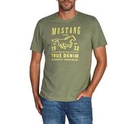 MUSTANG Camiseta para hombre de corte regular, cuello redondo, manga corta, camiseta de verano, camiseta de algodón con logotipo impreso, algodón, negro, blanco, azul, gris, verde, S, M, L, XL, XXL