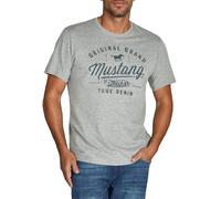 MUSTANG Camiseta para hombre de corte regular, cuello redondo, manga corta, camiseta de verano, camiseta de algodón con logotipo impreso, algodón, negro, blanco, azul, gris, verde, S, M, L, XL, 2XL,