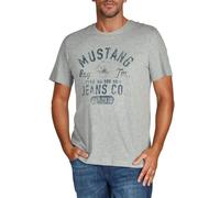 MUSTANG Camiseta para hombre de corte regular, cuello redondo, manga corta, camiseta de verano, camiseta de algodón con logotipo impreso, algodón, negro, blanco, azul, gris, verde, S, M, L, XL, XXL