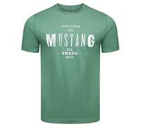 MUSTANG Camiseta para hombre de corte regular, cuello redondo, manga corta, camiseta de verano, camiseta de algodón con logotipo impreso, algodón, negro, blanco, azul, gris, verde, S, M, L, XL, 2XL,