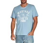 MUSTANG Camiseta para hombre de corte regular, cuello redondo, manga corta, camiseta de verano, camiseta de algodón con logotipo impreso, algodón, negro, blanco, azul, gris, verde, S, M, L, XL, 2XL,