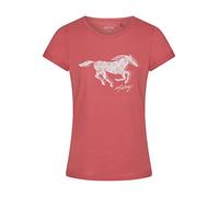 MUSTANG Camiseta para mujer, cuello redondo, cuello redondo, corte entallado, manga corta, logotipo impreso, 100% algodón, blanco, azul, verde, rojo, S, M, L, XL, XXL, Coral (1014029-8142), XXL