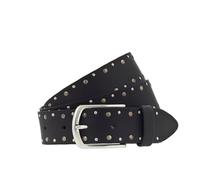 MUSTANG Cinturón de piel de 35 mm con remaches y cierre en plata pulida, Negro, 90 cm