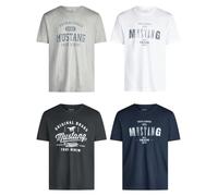 Mustang - Juego de 4 camisetas para hombre con estampado frontal y cuello redondo, mezcla de colores azul y negro Mezcla de colores (P16).