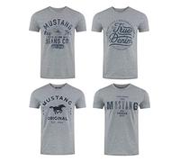 Mustang - Juego de 4 camisetas para hombre con estampado frontal y cuello redondo, mezcla de colores azul y negro Mezcla de colores (P16).