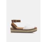 Mustang Menorquinas de mujer en textil con plataforma. Blanco 36