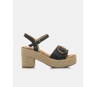 Mustang Sandalias de mujer en textil con plataforma y tacón bloque. Negro 39