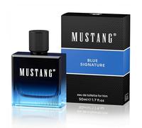 Mustang Signature for him Perfume para hombre, 50 ml, Eau de Toilette aromático leñoso para hombre, perfume para todas las edades, aromático, deportivo y fresco con piña, madera de cachemira, almizcle