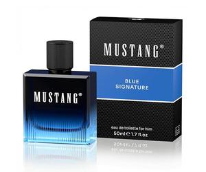 Mustang Signature for him Perfume para hombre, 50 ml, Eau de Toilette aromático leñoso para hombre, perfume para todas las edades, aromático, deportivo y fresco con piña, madera de cachemira, almizcle