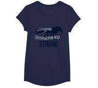 Mustang Strong School Spirit Poderoso Orgullo de sement Camiseta, Niñas, Azul Marino, Grande