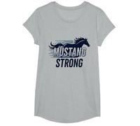 Mustang Strong School Spirit Poderoso Orgullo de sement Camiseta, Niñas, Gris Jaspeado, Grande