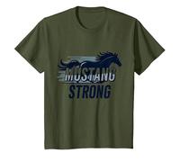 Mustang Strong School Spirit Poderoso Orgullo de sement Camiseta, Niños, Verde Oliva, 10 años